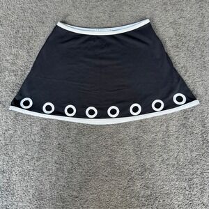 Karla Colletto‎ Black White Contrast Trim Mod Grommet Swim Skirt Cover Up Small